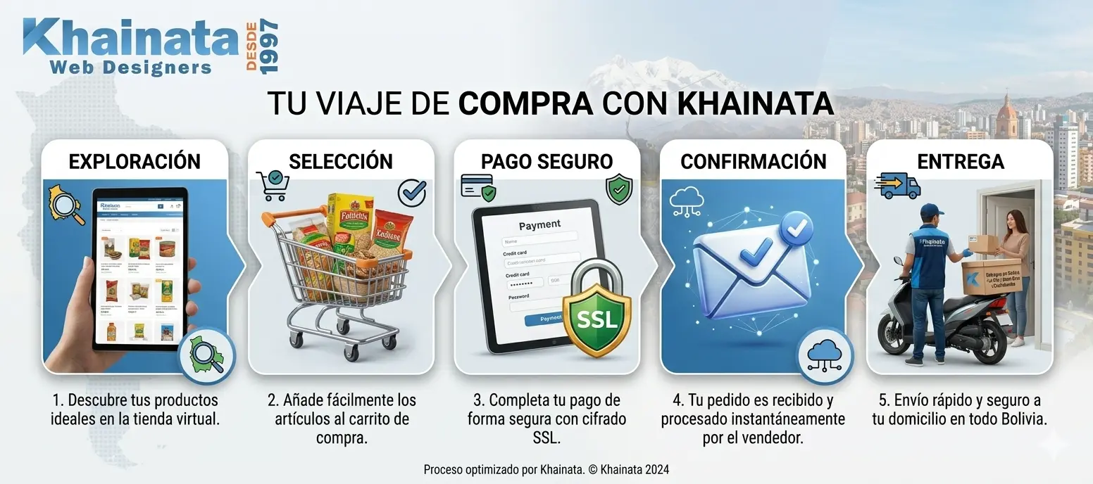 Infografía proceso de venta por internet en Bolivia – La Paz y Santa Cruz